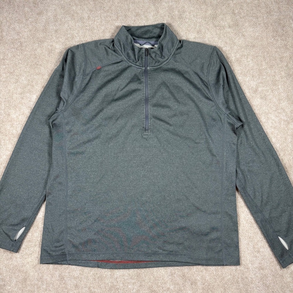 Rhone Pullover Men XL Green 1/4 Zip Long Sleeve Polartec Performance Thumbholes